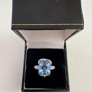 Bomb Party Roam With Me Ring RG32801 Aquamarine CZ Rhodium Plating
